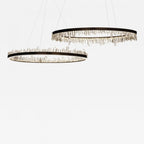 36 Inch Round Modern Chandelier Brass & Clear Geode Quartz Crystal Hanging Light