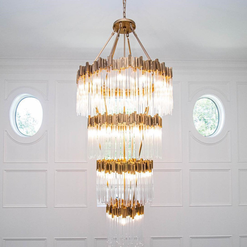 Large Elegant Multi-Layers Glam Glass Chandelier for High-Ceiling Staircase / entryway / living / meeting Room