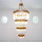 Large Elegant Multi-Layers Glam Glass Chandelier for High-Ceiling Staircase / entryway / living / meeting Room
