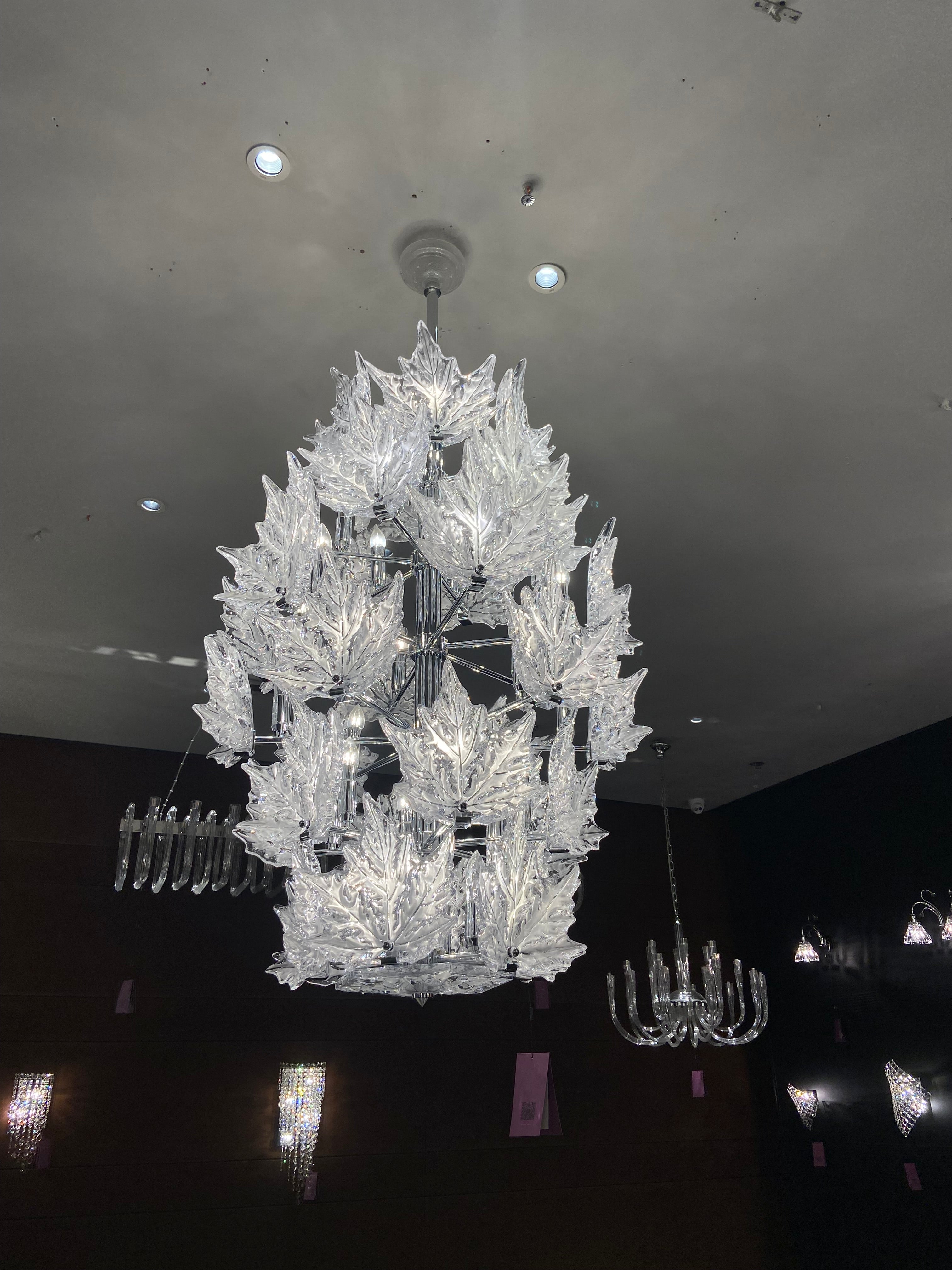 Modern Creative Clear Crystal Maple Leaf Chandelier for Living Room / bedroom