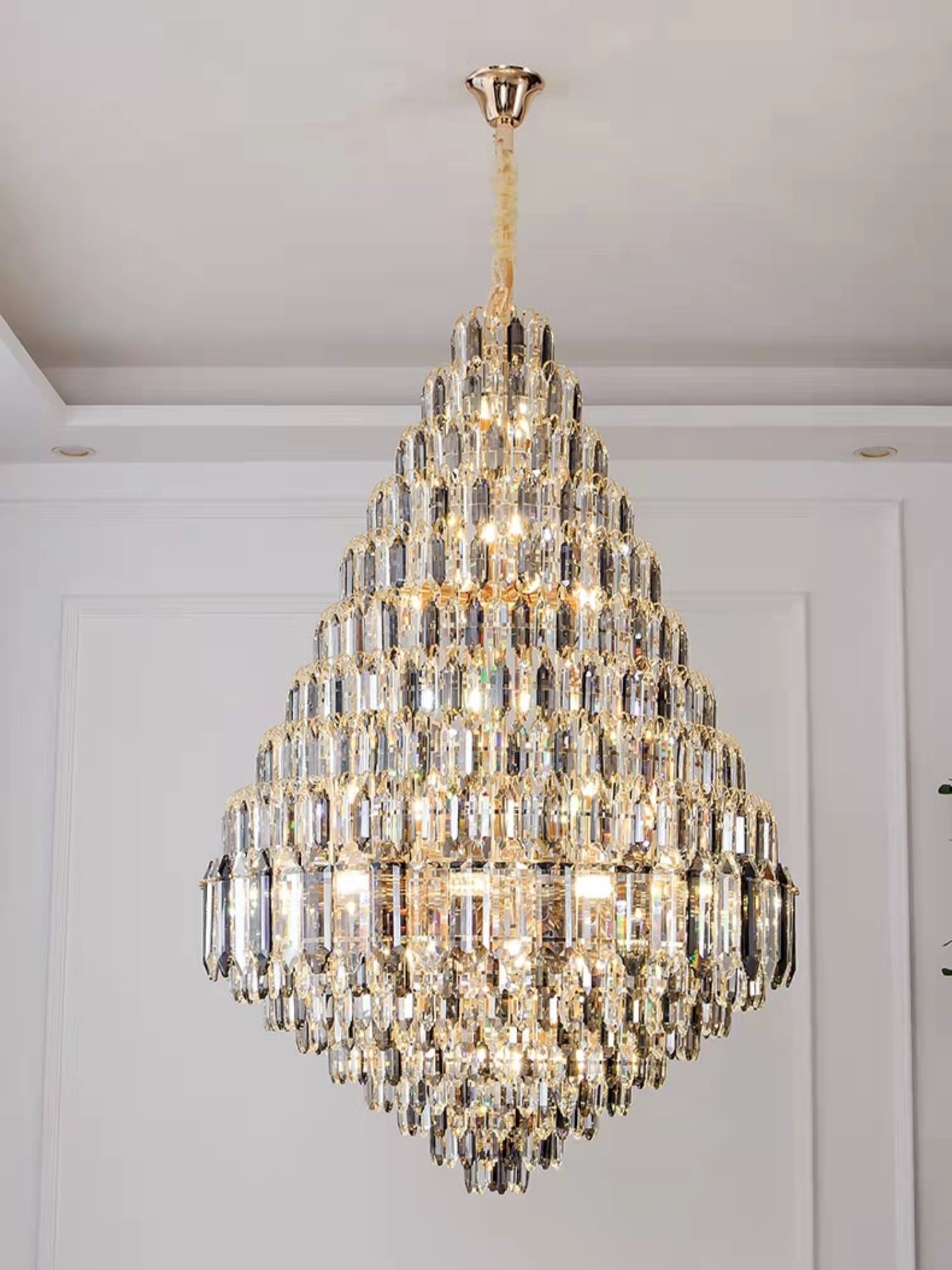 Staircase / foyer Chandelier with High Clarity Crystals Luxury Ceiling Light