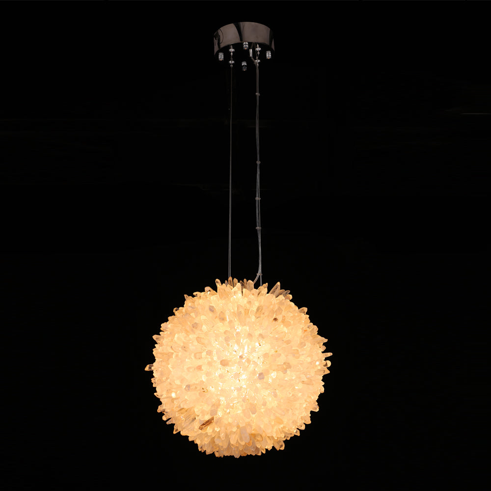 Cervine Clear Geode Quartz Crystal Ball Pendant Light 9-Inch12-Inch16-Inch20"