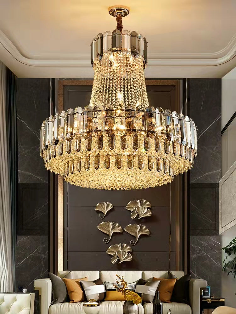 High-Grade Crystal Chandelier for Living Room Luxury Duplex Hallway Ceiling Light