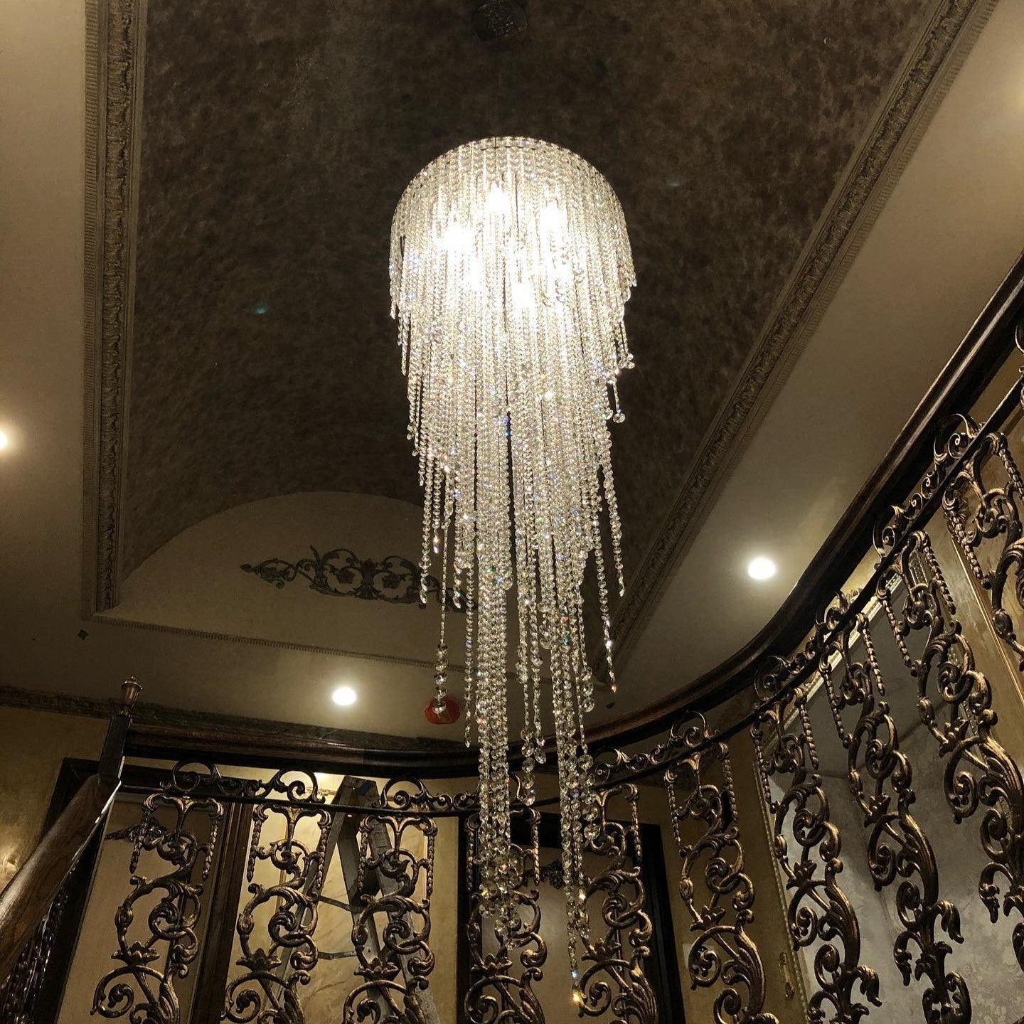 Extra Large Flush Mount Crystal Tassel Pendant Chandelier for Living Room / high-Ceiling Room / foyer