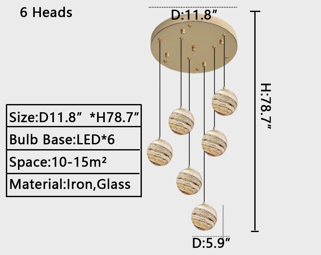 Nordic Planet Multi-Light Globe Staircase Chandelier