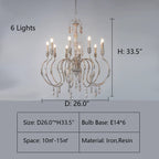 French Vintage Candle Chandelier for Living Room / bedroom