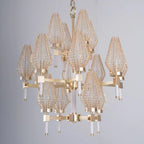 Modern 3-Tiered Crystal Shade Chandelier for Living Room / low-Ceiling