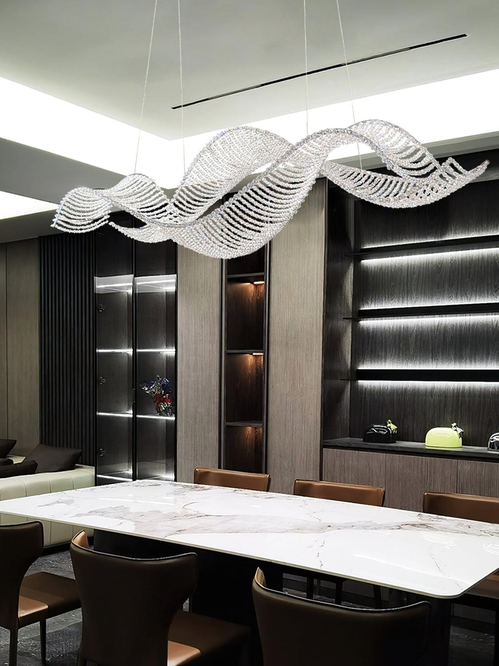 Modern Wavy Crystal Chandelier for Dining Room / kitchen Island