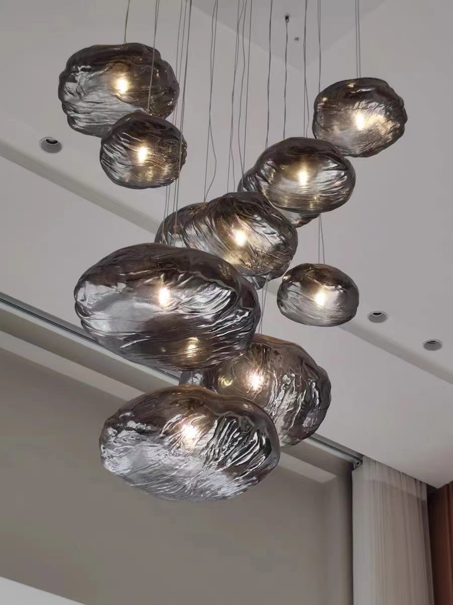 Extra Large Nordic Minimalist Glass Cloud Decorative Chandelier for Stairs / living Room / high-Ceiling Room