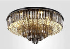 Smoke Gray Crystal Round Flush Mount Chandelier Light Luxury Finish