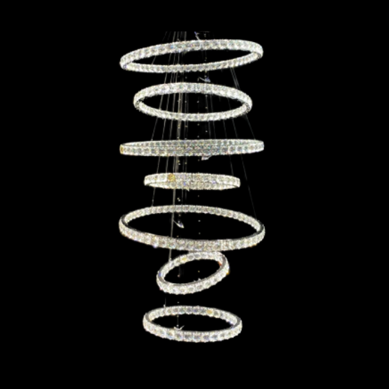 Luxury Rings Crystal Chandelier for High Ceiling