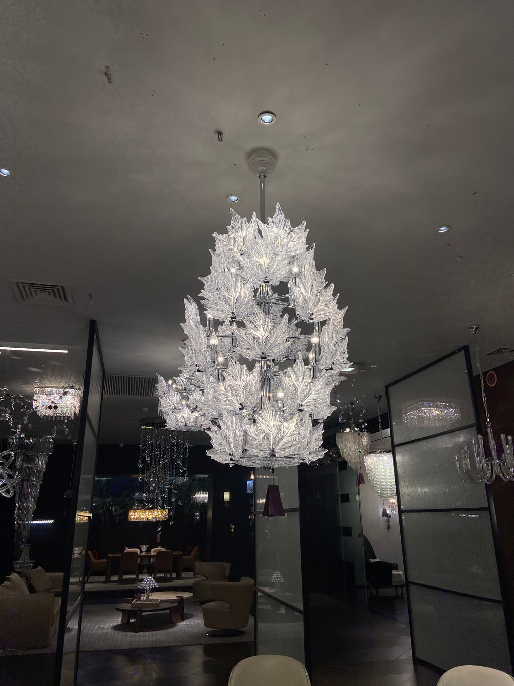 Modern Creative Clear Crystal Maple Leaf Chandelier for Living Room / bedroom
