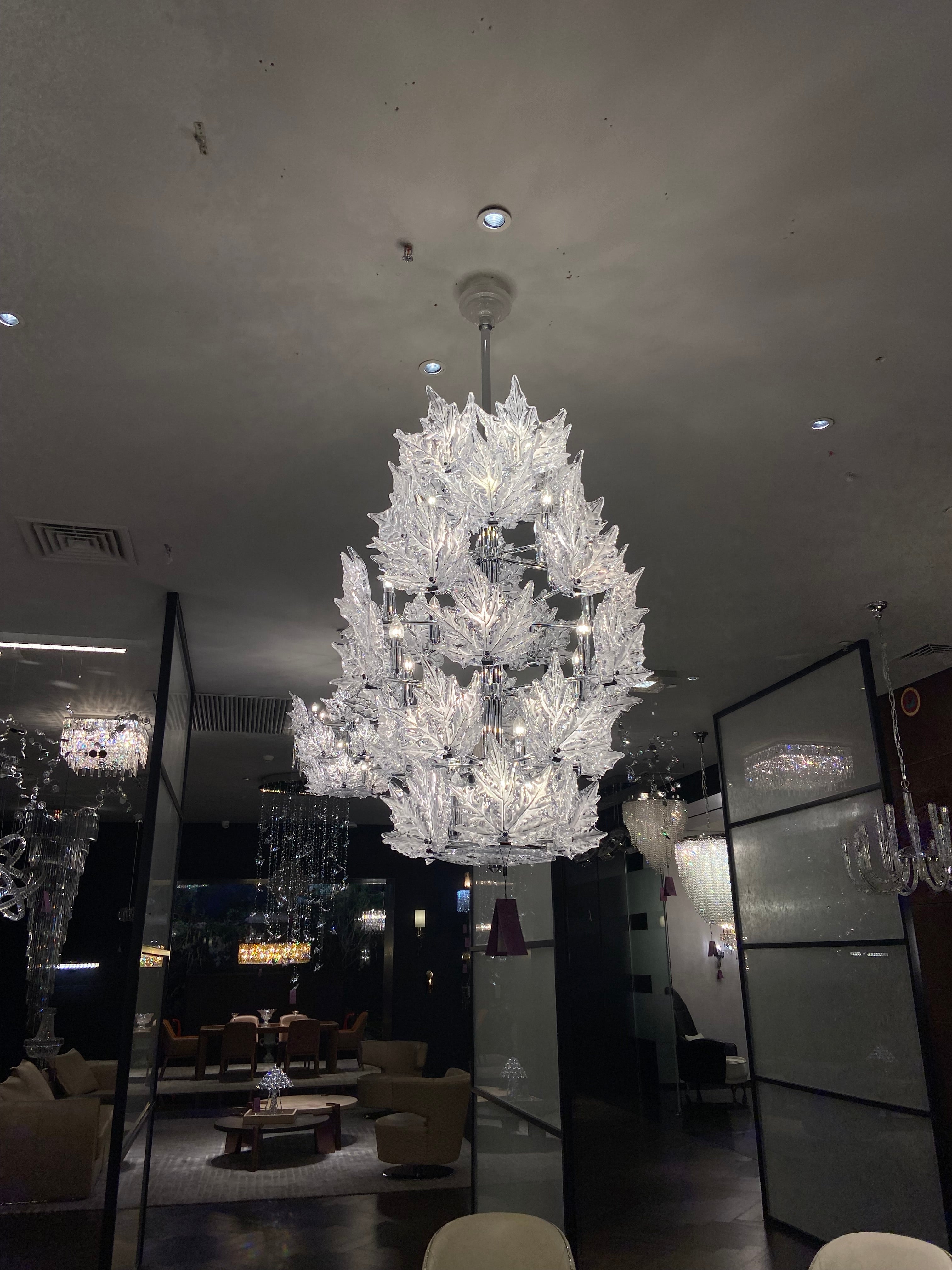 Modern Creative Clear Crystal Maple Leaf Chandelier for Living Room / bedroom