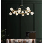 Modern Crystal Brass Finish Chandelier Molecular Ceiling Light with Round and Rectangular Shape