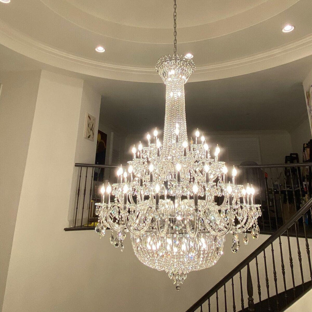 Extra Large European-Style Multi-Layers Candle Luxury Crystal Chandelier Gold Art Foyer / staircase Decorative
