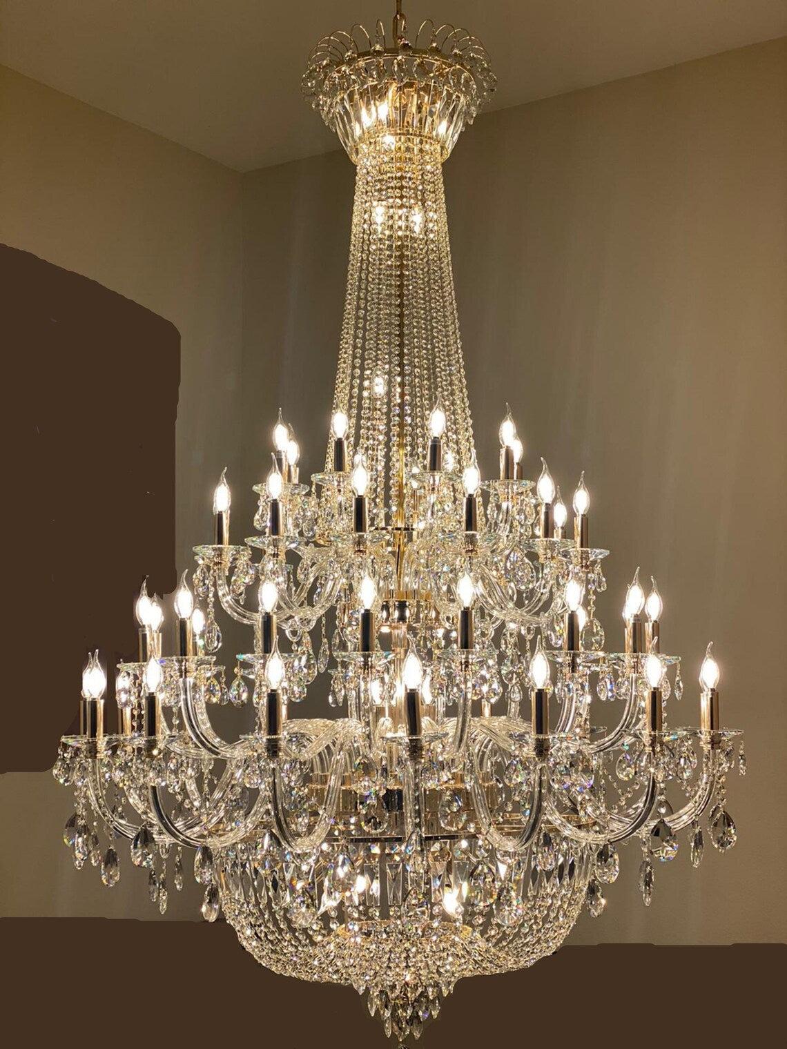 Extra Large European-Style Multi-Layers Candle Luxury Crystal Chandelier Gold Art Foyer / staircase Decorative