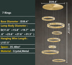 Modern Round Layered Crystal Chandelier with K9 Crystals and Stainless Steel Finish for High Ceiling