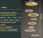 Modern Round Layered Crystal Chandelier with K9 Crystals and Stainless Steel Finish for High Ceiling
