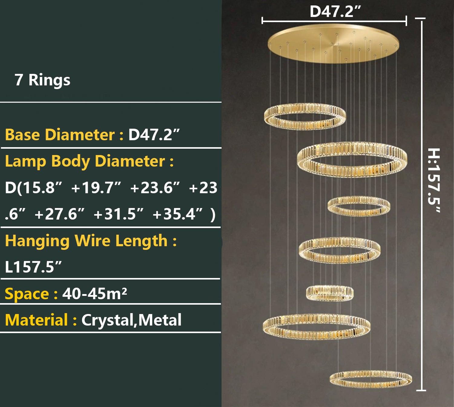 Modern Round Layered Crystal Chandelier with K9 Crystals and Stainless Steel Finish for High Ceiling