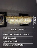 New Modern Luxury Rectangle Art Design Butterfly Crystal Chandelier for Kitchen Island / dining Area