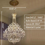Extra Large European-Style Multi-Layers Candle Luxury Crystal Chandelier Gold Art Foyer / staircase Decorative