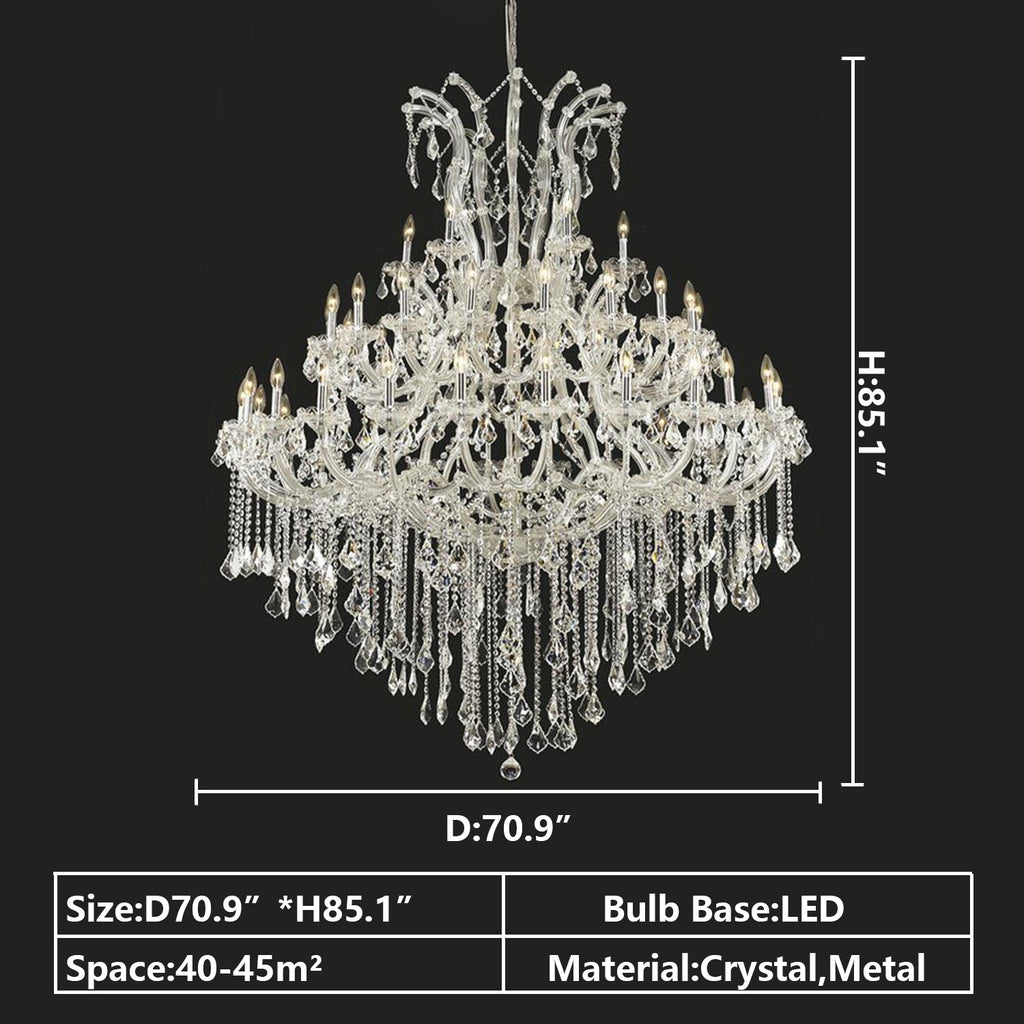 Oversized European Chrome Classic Candle Branch Crystal Chandelier for 2-Story / duplex Buildings