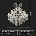Oversized European Chrome Classic Candle Branch Crystal Chandelier for 2-Story / duplex Buildings