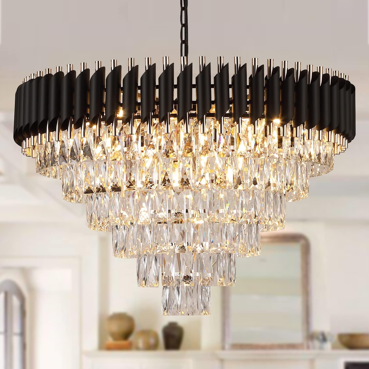 Modern Luxury Multi-Tier Oval / round Crystal Tiered Chandelier