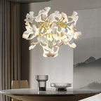 23.6-InchGold and White Ceramic Ginkgo Leaf Chandeliers