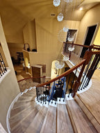 K9 Crystal Raindrop Globe Spiral Chandelier for Entryway and Staircase