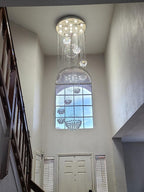 K9 Crystal Raindrop Globe Spiral Chandelier for Entryway and Staircase