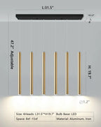 Scandinavian Gold Long Linear Chandelier Dining Pendant for Bar / Kitchen Island / Dining Room
