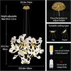 23.6-InchGold and White Ceramic Ginkgo Leaf Chandeliers