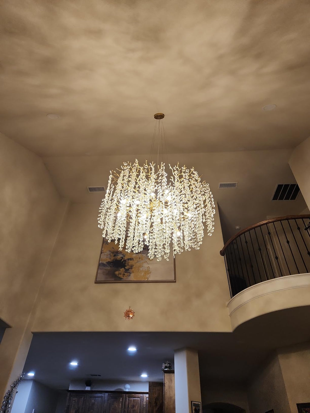 Modern Round / rectangular Floral Branch Crystal Chandelier for Low-Ceiling