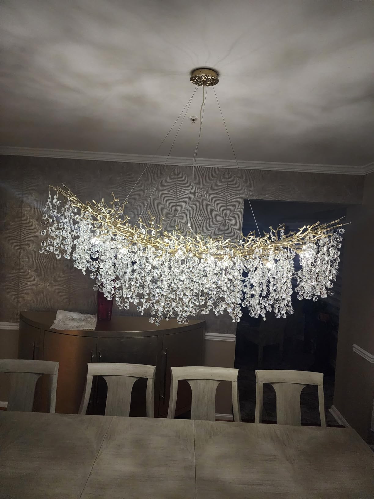Modern Round / rectangular Floral Branch Crystal Chandelier for Low-Ceiling