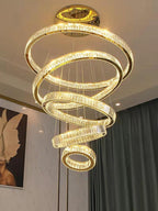 Modern Front Entryway Chandelier 3 / 4 / 5 / 6 / 7 Rings Crystal Gold / Chrome Finish Ceiling Lamp