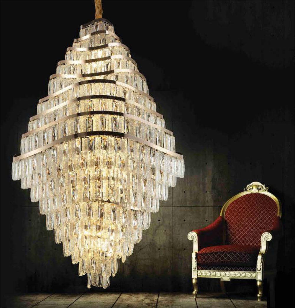 New Luxury Wavy Multi-Tiered Crystal Chandelier for Living Room