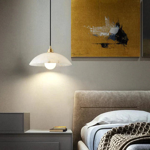 Alabaster Dome Pendant Light, Hanging Light for Living Room