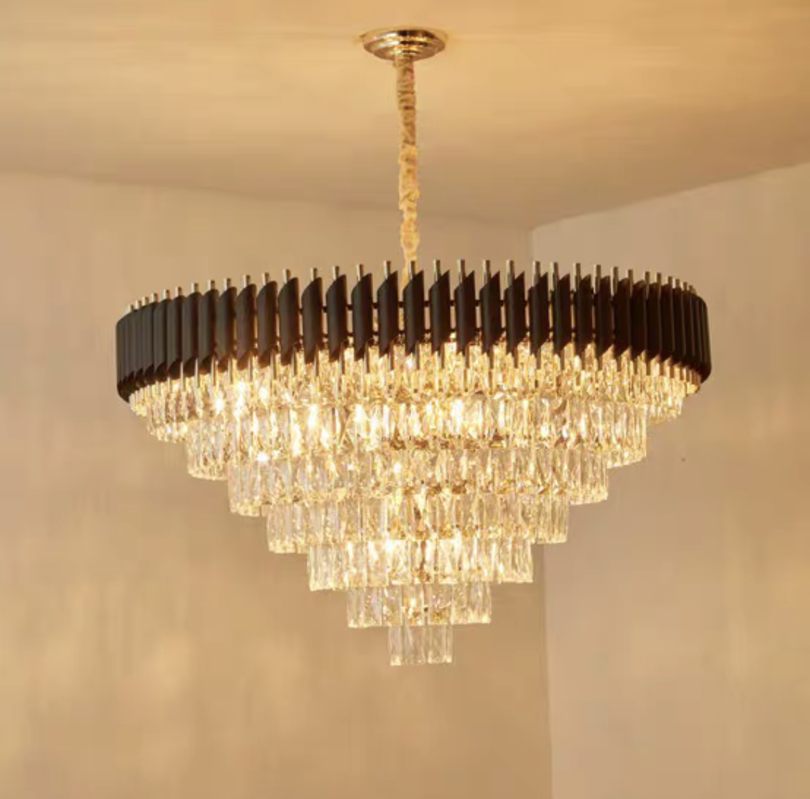 Modern Luxury Multi-Tier Oval / round Crystal Tiered Chandelier
