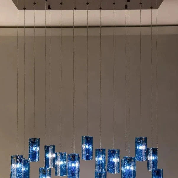 Art Design 1 / 25 / 60 / 84-Light Colorful Rectangle Cluster Glass Tile Pendant / chandelier