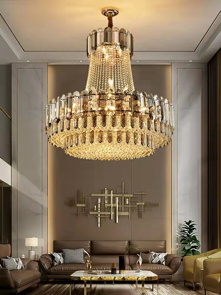 High-Grade Crystal Chandelier for Living Room Luxury Duplex Hallway Ceiling Light