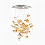 Multicolor Crystal Spiral Maple Leaf Chandelier