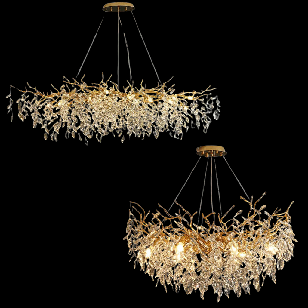 French Branch Elegant Crystal Leaves Chandelier