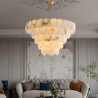 Alabaster Shell Brass Chandelier with 2 / 3 / 4 / 5 / 6 Layer