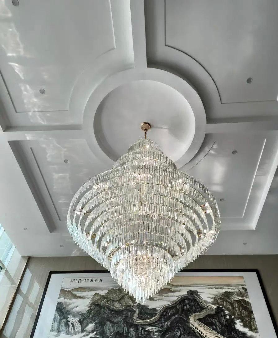 Luxury Multi-Tiered Extra Large Crystal Chandelier for Staircase / foyer / entryway