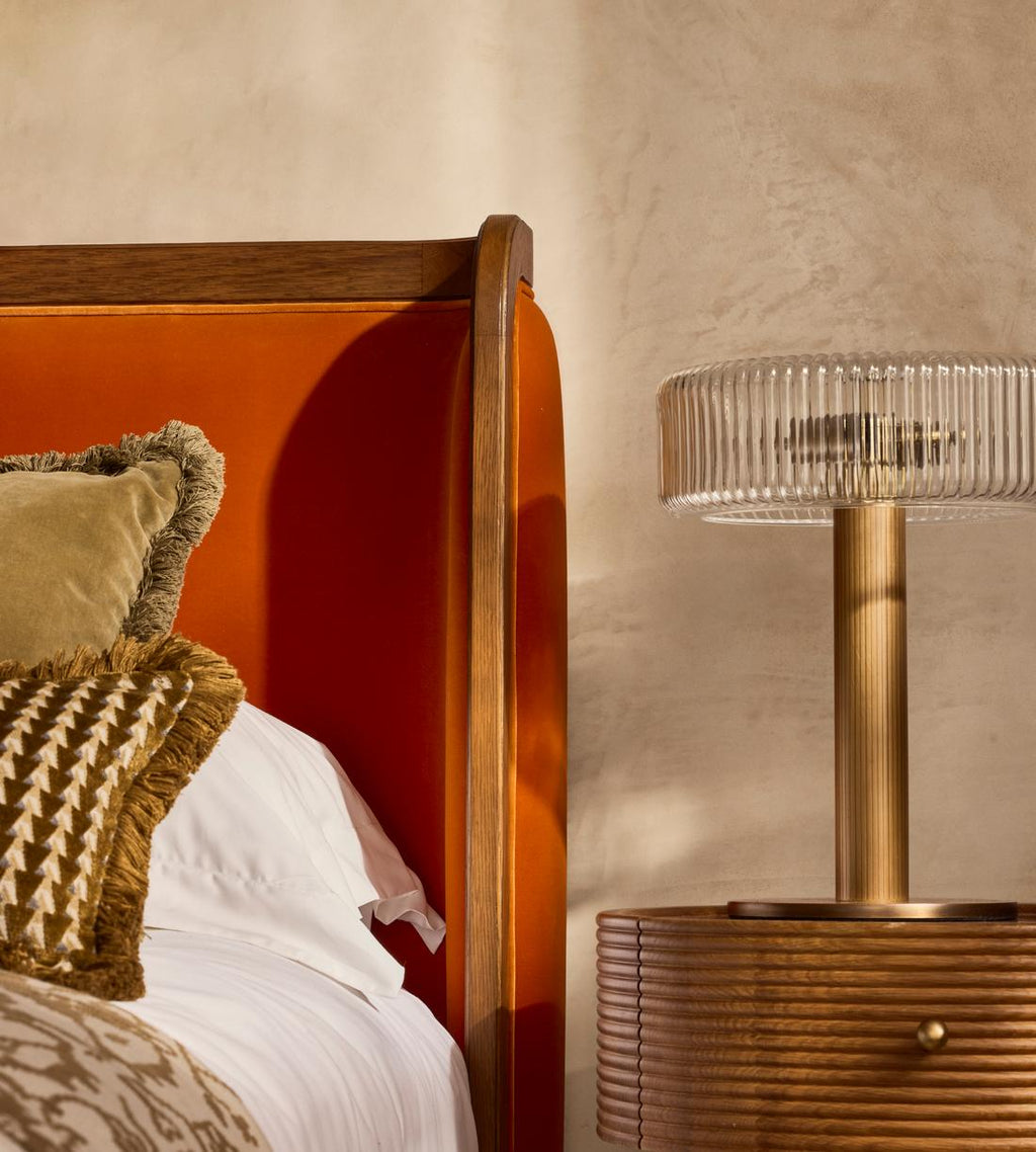 Fluted Glass Table Lamp in Antique Brass - Erhaus product image 3
