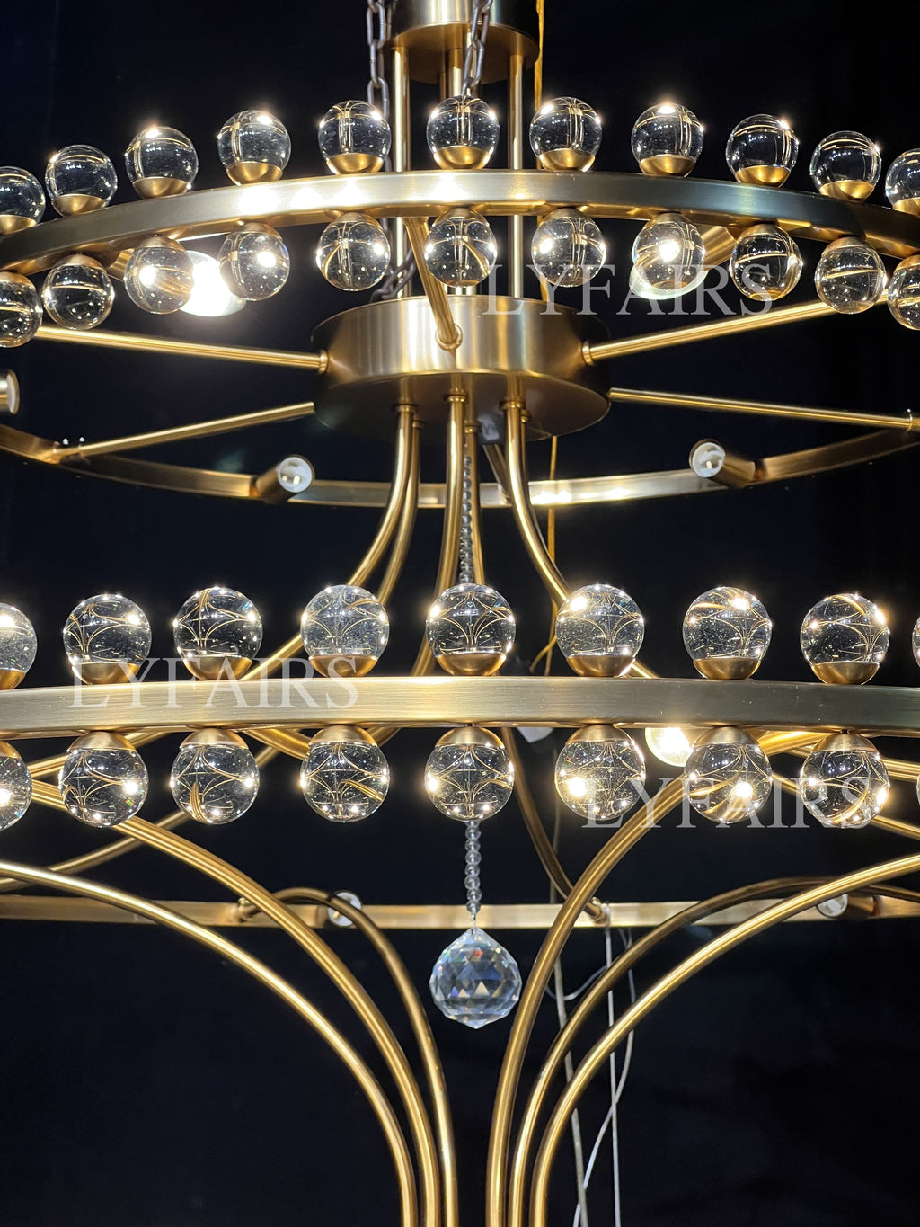 Modern 2 / 3 Ring Glass Ball Chandelier for Low-Ceiling
