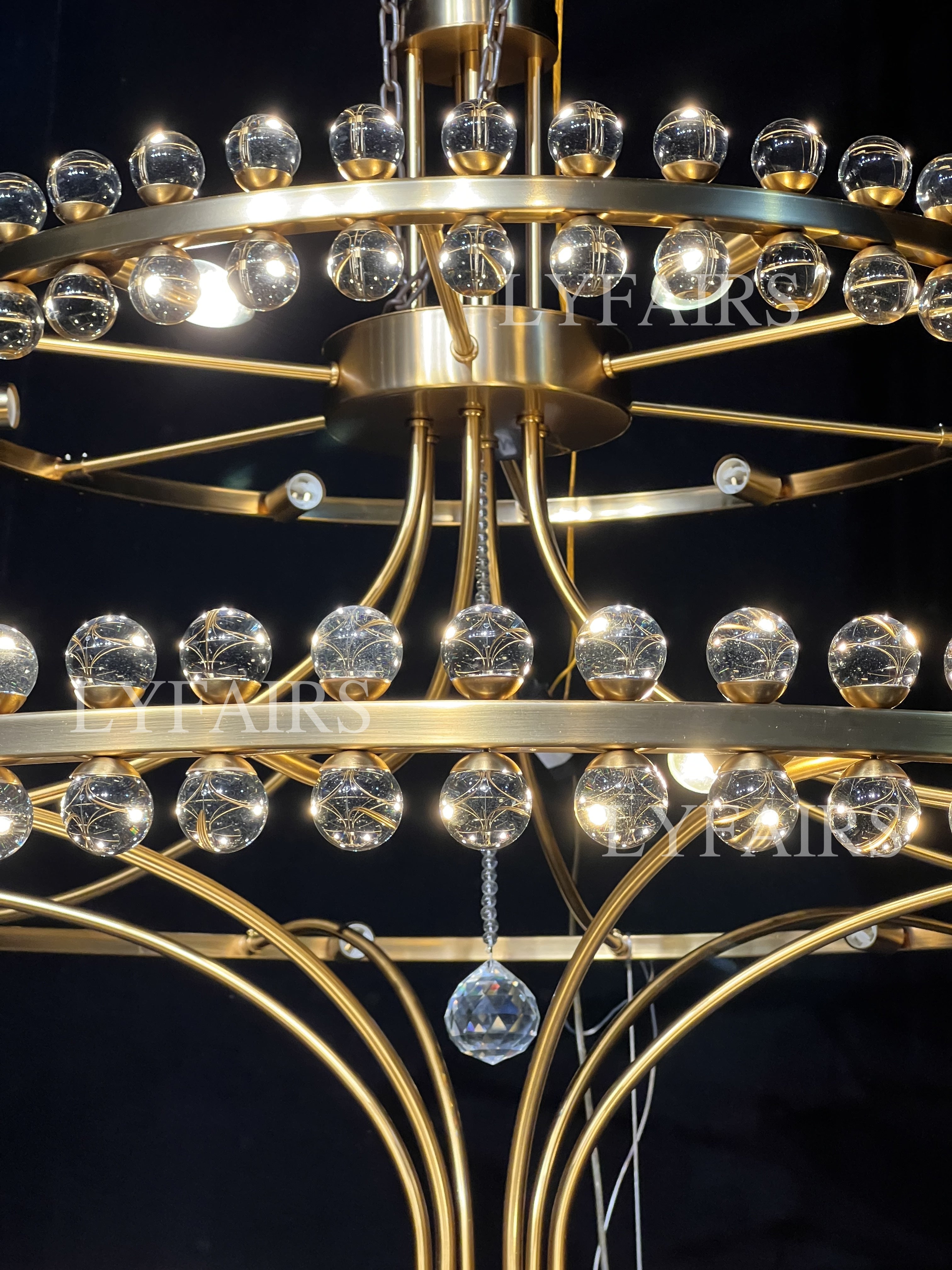 Modern 2 / 3 Ring Glass Ball Chandelier for Low-Ceiling
