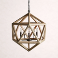 Wooden Beaded Geode Chandelier in Natural