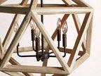 Wooden Beaded Geode Chandelier in Natural
